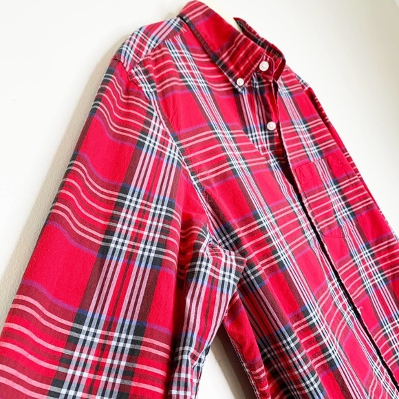 OLD NAVY Mens Classic Regular Fit Button Down Shirt Winters Day Red Plaid Large - Picture 3 of 9